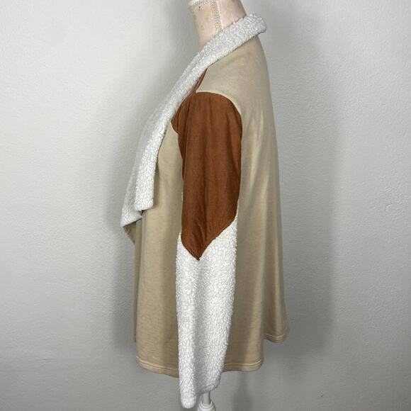 Wrangler Retro Faux Suede Shearling Jacket Size‎ S Beige Brown Sweatshirt Knit - Picture 2 of 8